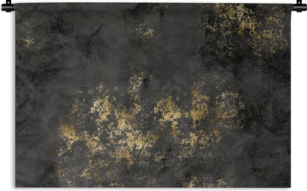 MuchoWow Wandteppich Wandbehang Gold - Grau - Schwarz - Vintage 120x80 cm Tapisserie Dekoration Wandtuch - Wanddekorationen - Wandtücher