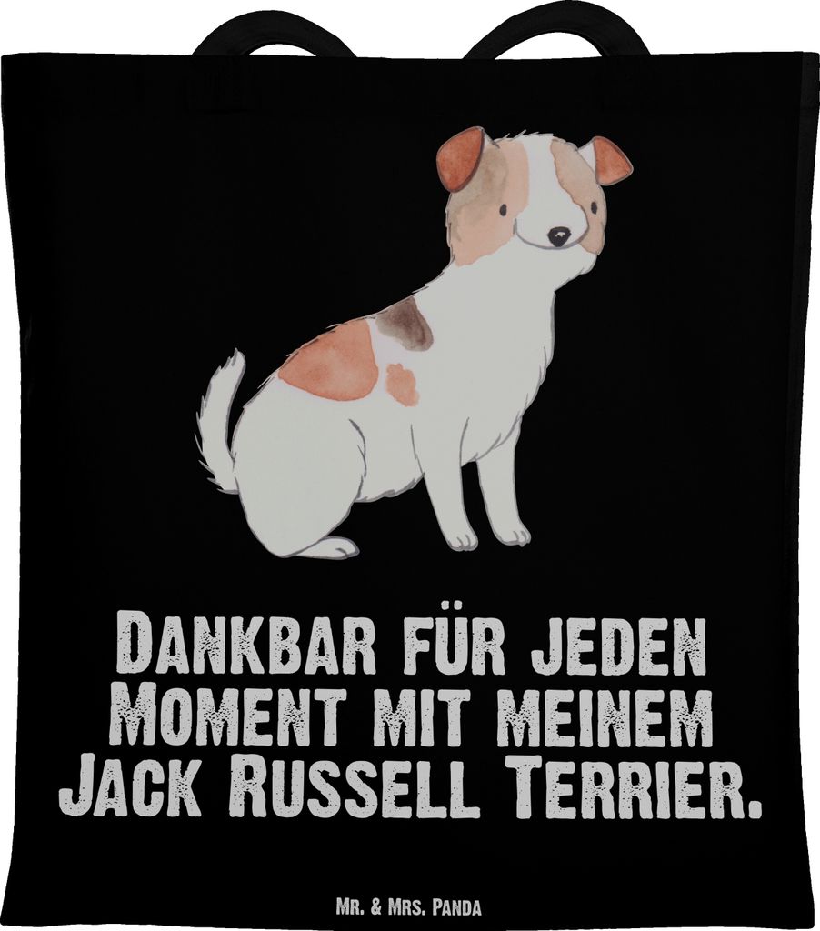 Mr. & Mrs. Panda Stoffbeutel Jack Russell Terrier Moment - Schwarz - Geschenk, Tote Bag, Shopping Tasche, Jutebeutel, Schultasche, Laptoptasche