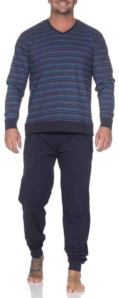 Normann Herren Schlafanzug lang mit Bündchen - Pyjama in Produktbild 