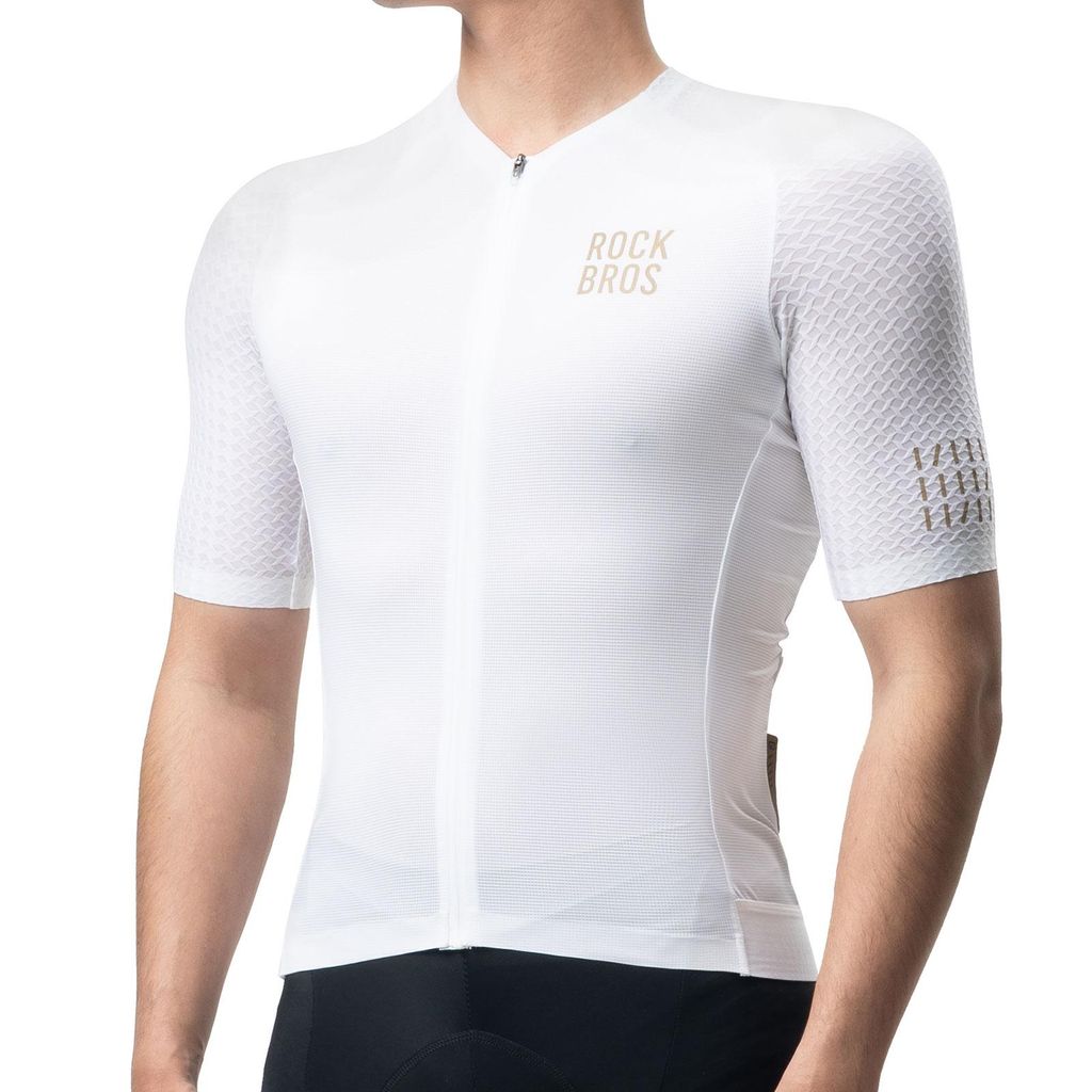 ROCKBROS Herren Damen Fahrradtrikot Kurzarm Radtrikot Sommer Atmungsaktiv Schnell trocknend Fahrradbekleidung Weiß EU S