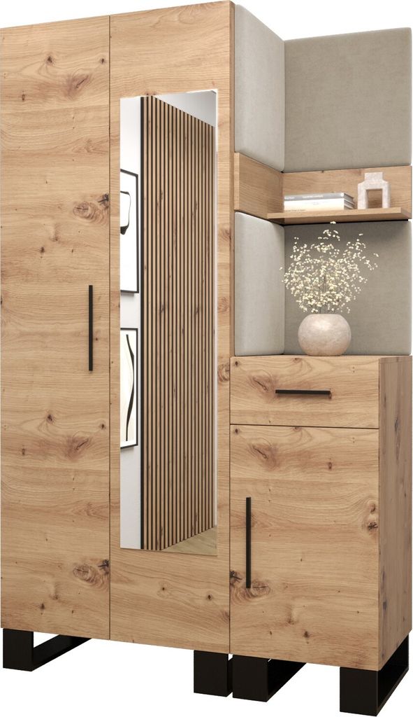 Garderobe ARTIN Set 16 mit gepolsterten Paneelen Industrial Produktbild 
