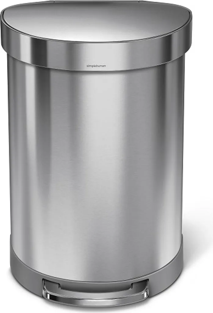 Poubelle inox 60L semi-circulaire avec réserve de sacs intégrée