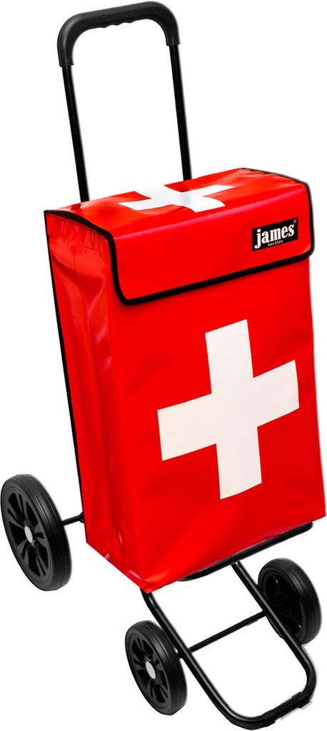 James Einkaufstrolley - SWISS - stabiler Einkaufswagen mit individuellem Design - einfarbig: rot in Ausführung: Quattro-4Raeder
