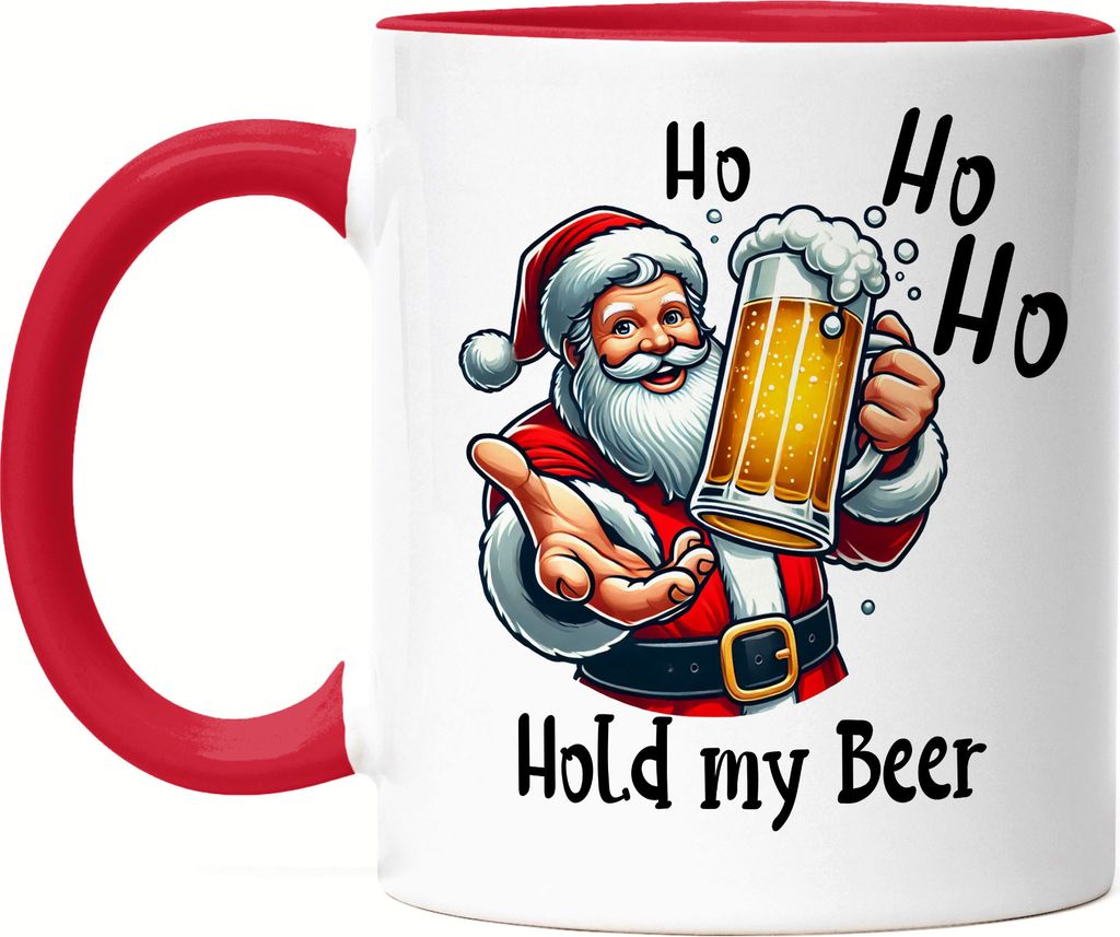 Ho Ho Hold My Beer Tasse Rot Lustig Weihnachten Bier Biertrinker