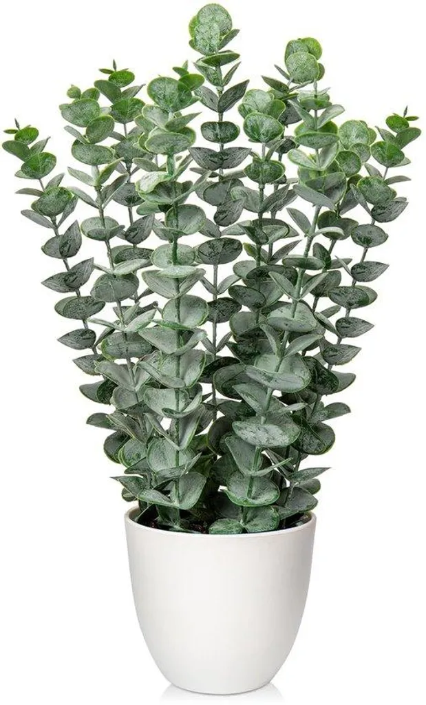 Eucalyptus artificiel blanc 40 cm, décoration de table sans eau