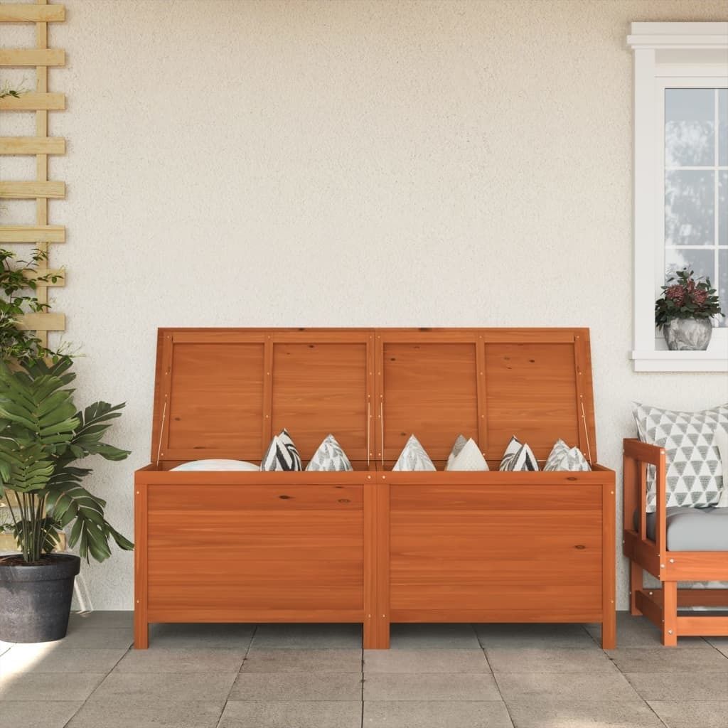 "im Angebot" Gartentruhe - Auflagenbox - Holztruhe - Braun 150x50x56,5 cm Massivholz Tanne - Gartenboxen CC16799