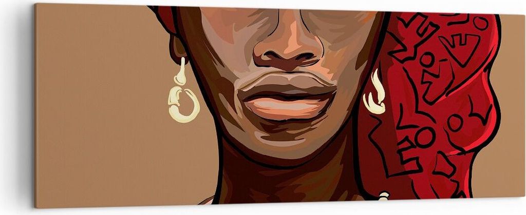 Bild auf Leinwand - Leinwandbild - eine frau afrika - 140x50cm - Wand Bild - Wanddeko - Wandbilder - Leinwanddruck - Bilder - Kunstdruck - Wanddeko...