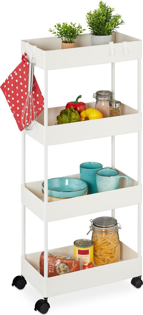 Carrello Relaxdays, 4 ripiani, A x L x P: 93 x 40 x 22 cm, Immagine del prodotto 