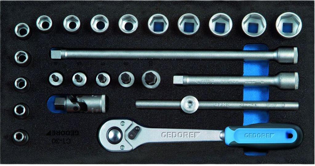 GEDORE 1500 CT1-30 Steckschlüssel-Sortiment 3/8" in Check-Tool-Modul, 2308975