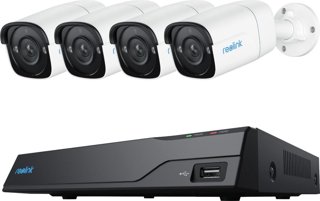 Reolink 2K+ 5MP NVR Sicherheitskamerasystem 8 Kanal 4 PoE Kameras und 2TB Festplatte