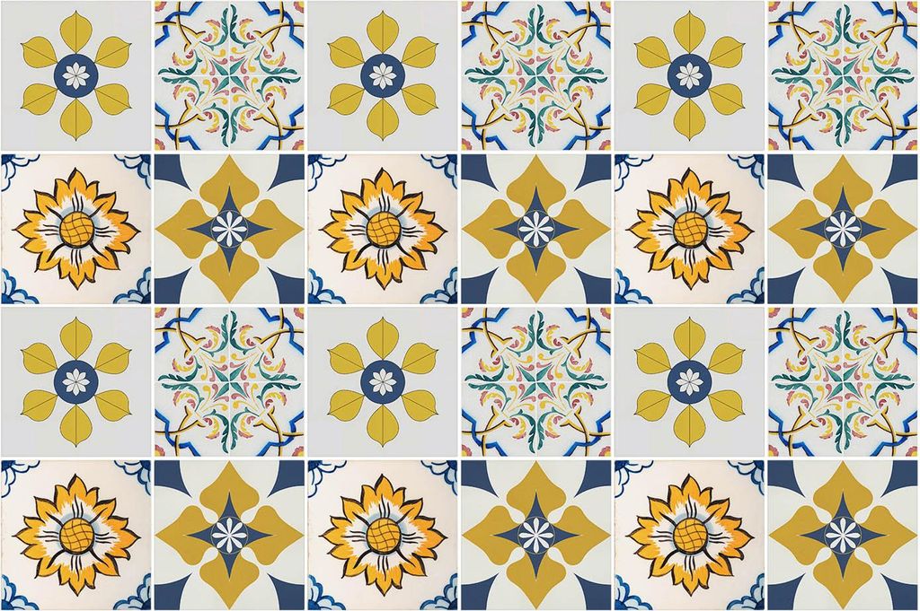 Fliesenaufkleber 20 x 20 cm – 24 Stück – Selbstklebend – Wasserfest – Pflegeleicht – Hitzebeständig – Für Küche & Bad – Blumenmot...