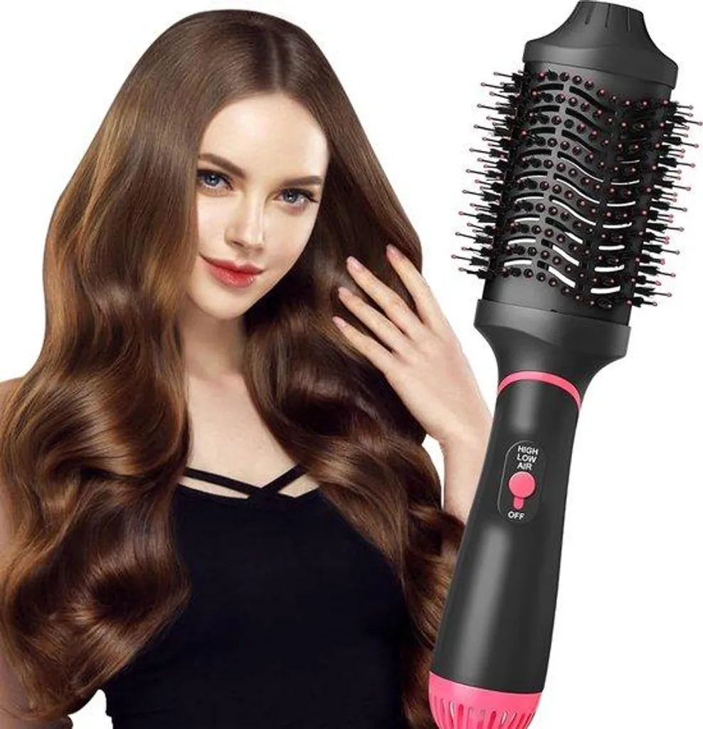 Styler multifonction 4-en-1 avec brosse lissante et fer à boucler Noir