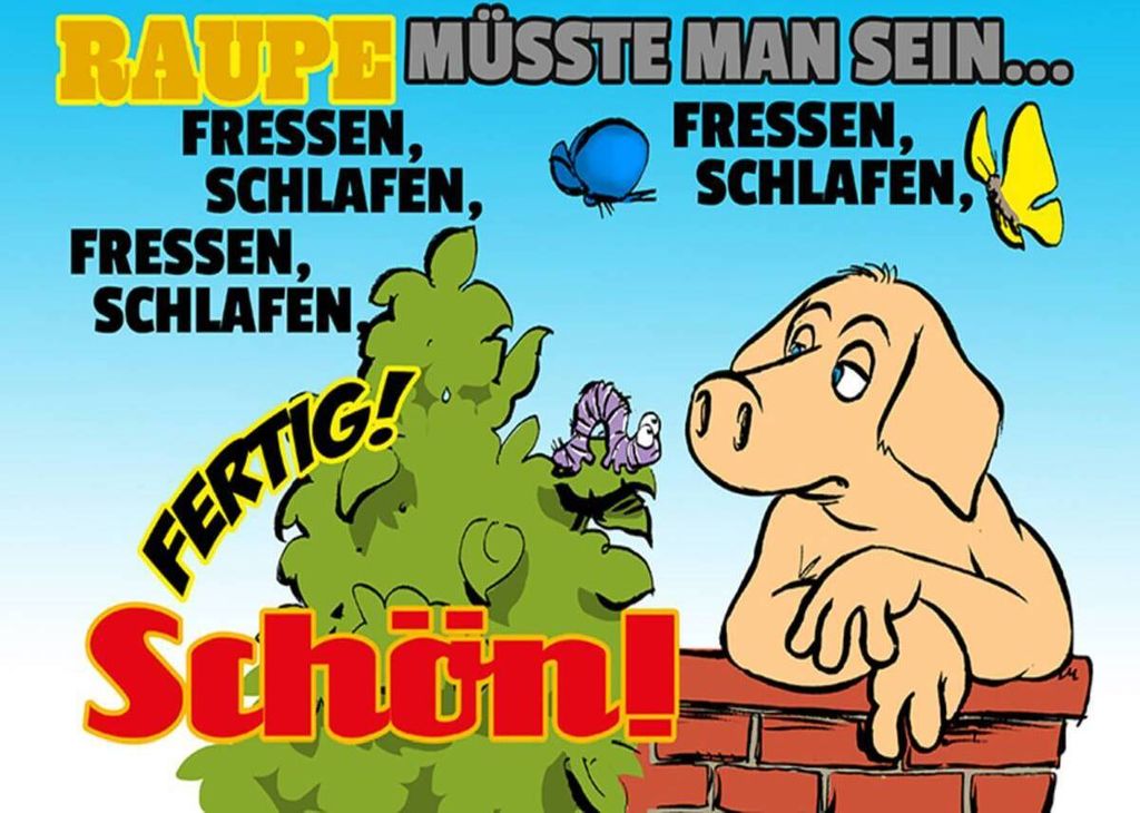 vianmo Holzschild 30x40 cm Raupe müsste man sein fressen Produktbild 