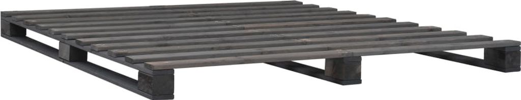 Palettenbett Grau Massivholz Kiefer 140×200 cm