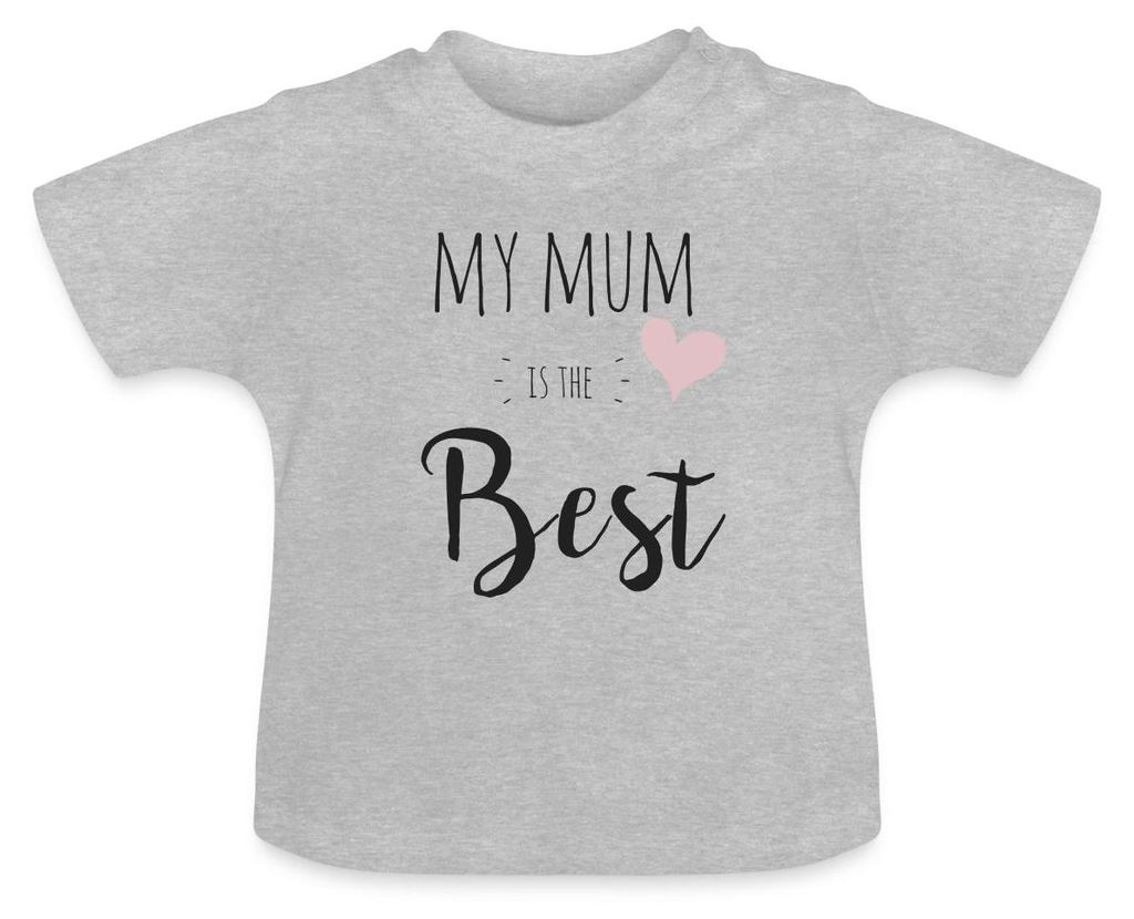 Spreadshirt My Mum Is The Best | Beste Mama Baby -T-Shirt mit Rundhals, 6-12 Monate, Grau meliert