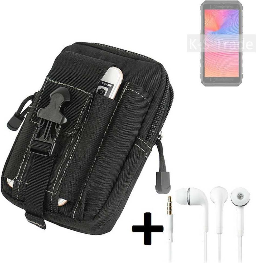 K-S-Trade Gürteltache + Kopfhörer kompatibel mit Ulefone Power Armor X11 Pro Gürtel Tasche Holster Schutz Hülle Handy Hülle schwarz inkl.