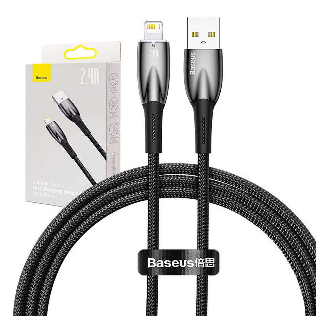 Kabel Usb Do Lightning Baseus Glimmer, 2.4A, 1M (Czarny)