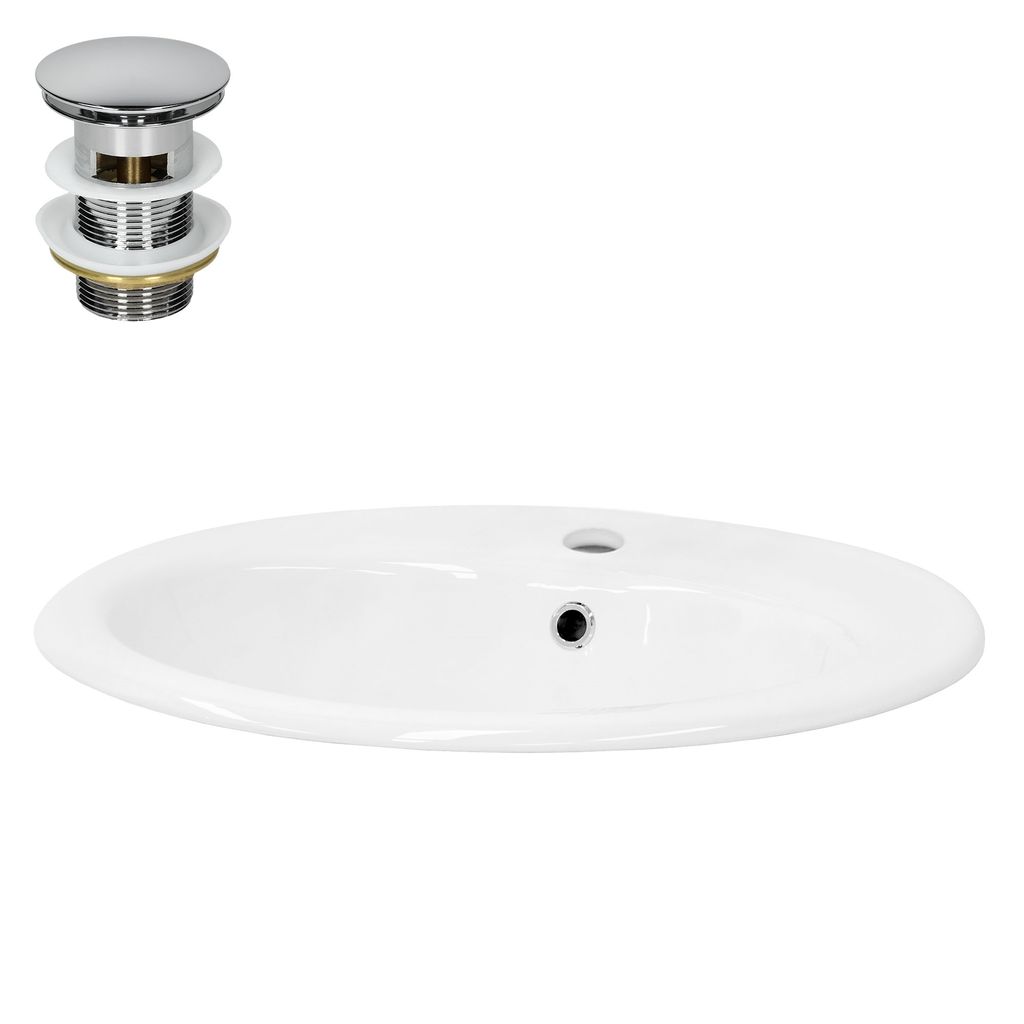 LuxeBath umyvadlo Oválné umyvadlo na desku, 57x48,5x19,5 Obrázek produktu 