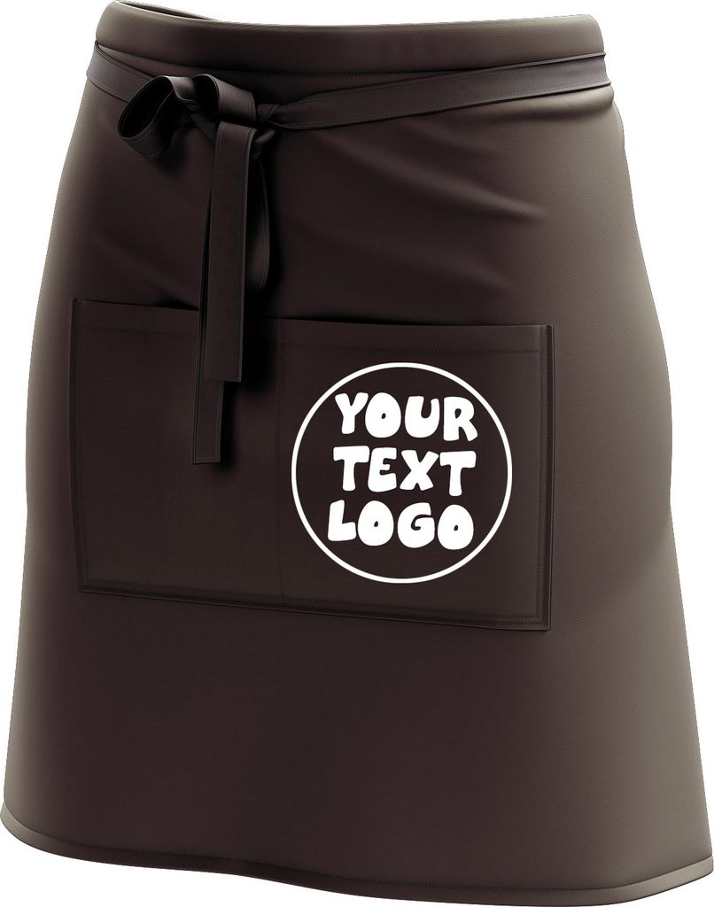 Kurze Personalisierte Schürze Kellnerschürze Vorbinder mit deinem Namen Firmenlogo personalisiert mit Taschen für Bistro Restaurant, Braun mit L...