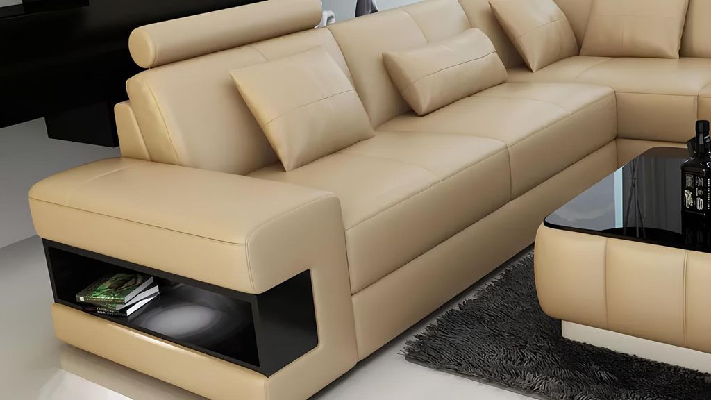 Ecksofa Eckcouch Design Wohnzimmer Möbel Lederpolster Couch Sofa L Form + Tisch