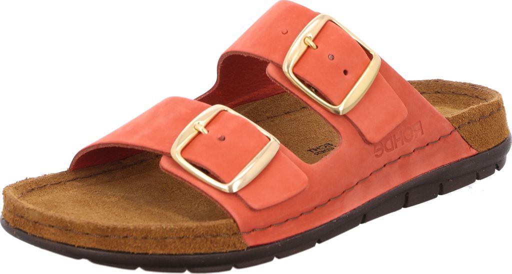 Rohde Damen Pantolette aus Leder mit Schnallen und Memoryfußbett Rodigo-D 5865, Größe:40 EU, Farbe:Mehrfarbig