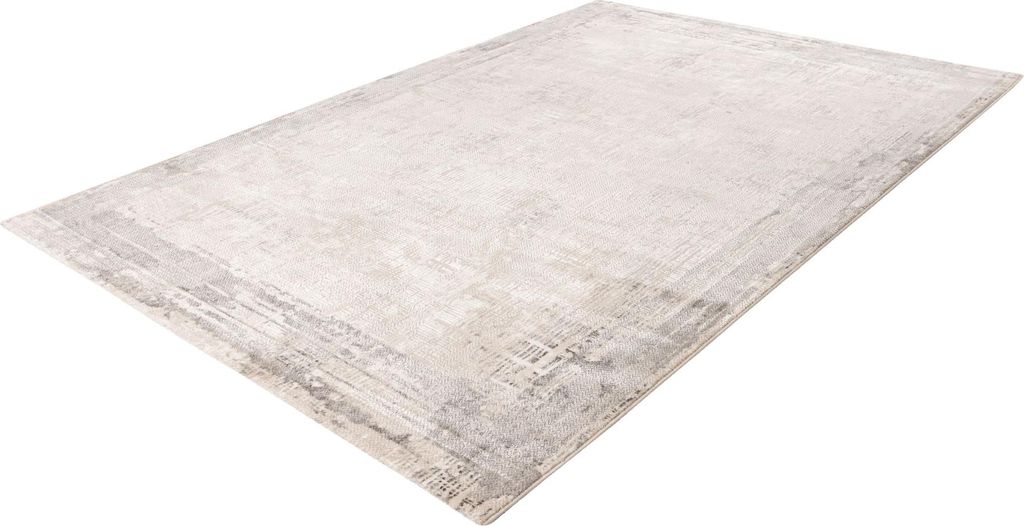 Pierre Cardin modernes Vloerkleed mit Rahmen in Beige und Silber 200x290 cm, elegantes Design für Wohnzimmer und Schlafzimmer