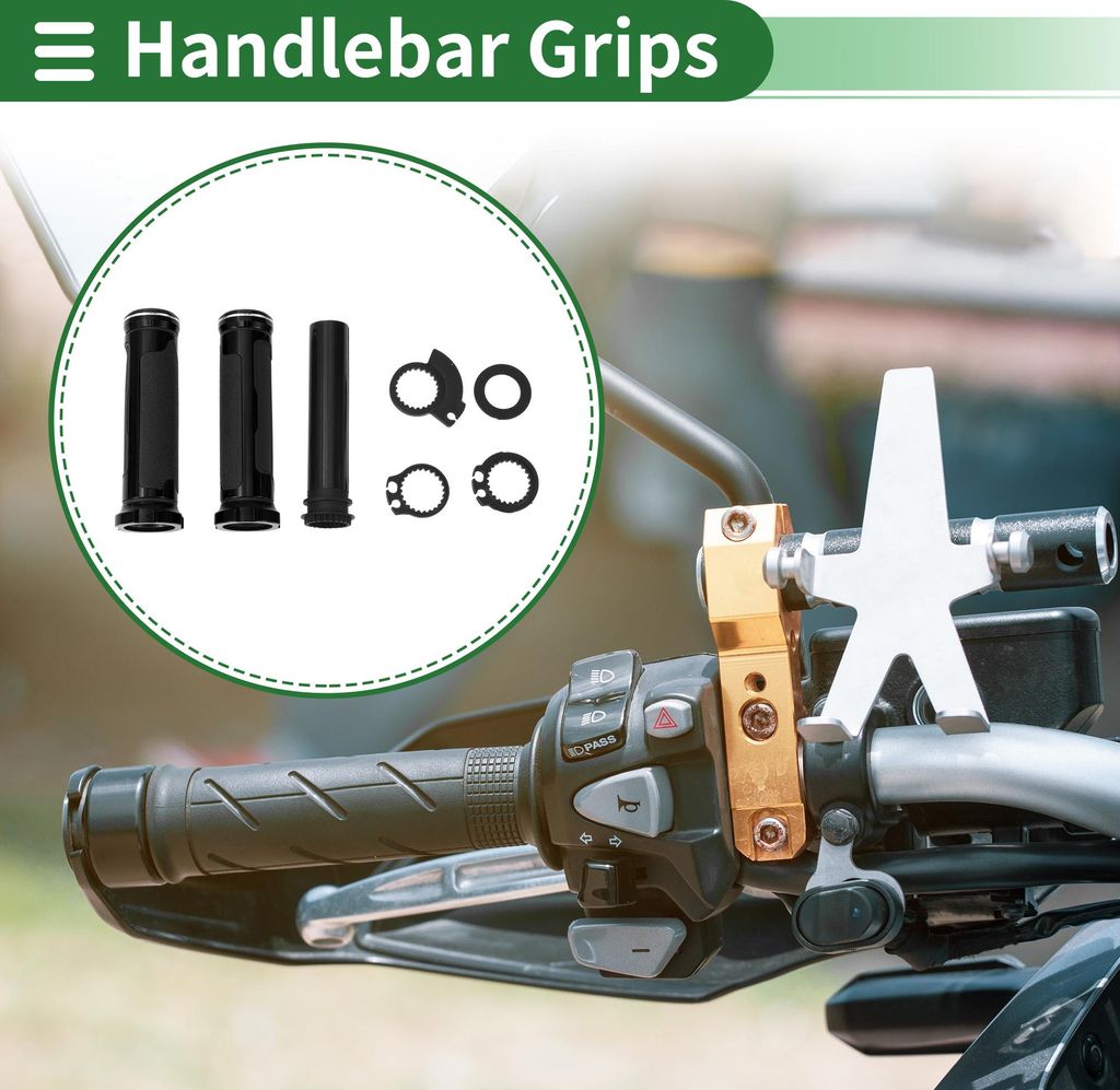 7/8" 22mm 15/16" 24mm Motorrad Lenkergriffe Abdeckung Kit Rutschfeste Aluminiumlegierung Gummi Lenkerabdeckung Schwarz 1 Satz Rautenmuster