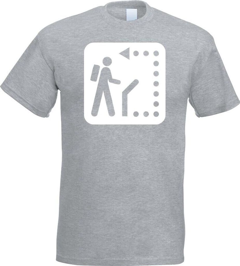 Kiwistar - T-Shirt - Graumeliert - Wanderweg Wegweiser Piktogramme Herren Funshirt Bedruckt Design Sprüche Spruch Motive - mit Motiv Bedruckt - Fu...