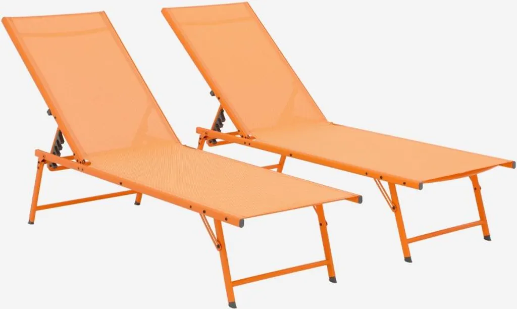 Set 2 Lettini Prendisole Acciaio Textilene Arancio - Prezzo Speciale