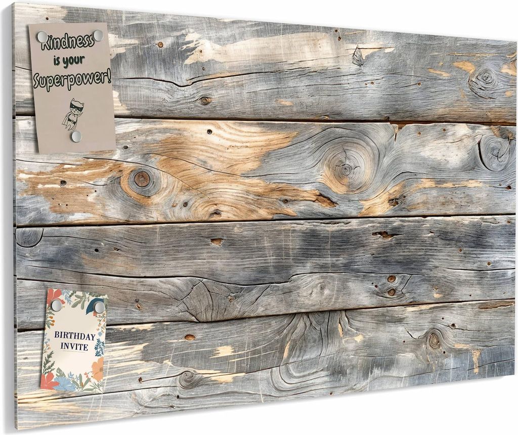 Magnettafel 60x40cm magnetisch & beschreibbar Metall-Board - Vintage Holzplanken
