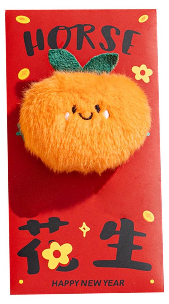 Flauschiger roter Plüschumschlag mit Pferdemotiv für das chinesische Neujahr 2026, Tierkreiszeichen-Geldbeutel, Cartoon-Geschenktüte für Kinder
