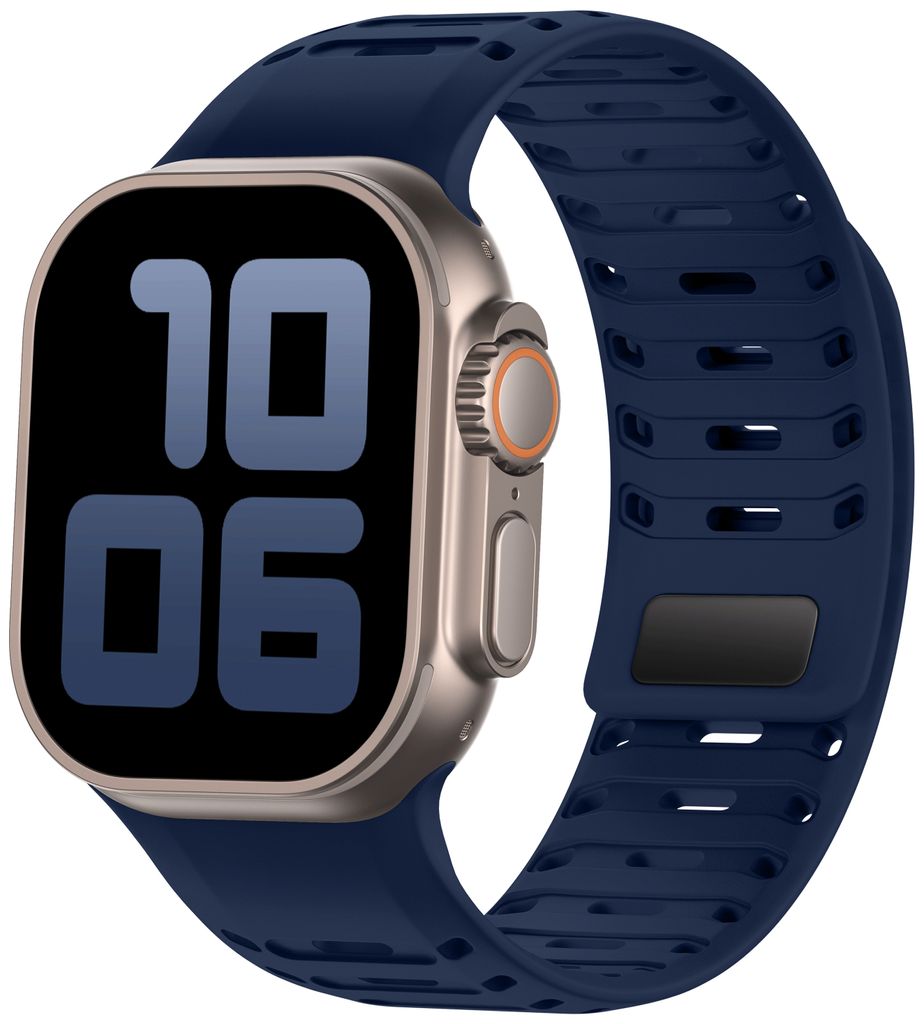FFO2World Shark Silikonband – Magnetisch mit Schnalle – Kompatibel mit Apple Watch 49/45/44/42mm(S1/2/3) – Dunkelblau – Outdoor Sportar...