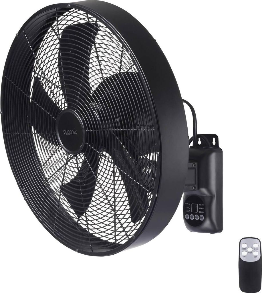 Sygonix Ventilateur mural Noir 45cm Télécommande Timer Image du produit 