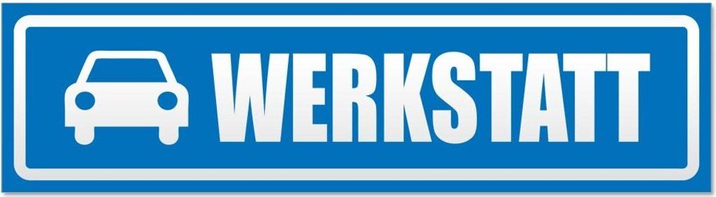 Kiwistar - Autoaufkleber - Blau - 45 x 12 cm - Werkstatt mit Auto invertiert - Hinweis Aufkleber Sticker für Auto, Kfz, Fahrrad, PKW, LKW
