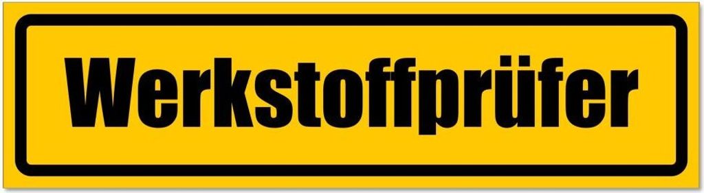 Kiwistar - Autoaufkleber - Gelb - Schwarz - 45 x 12 cm - Werkstoffprüfer invertiert - Hinweis Aufkleber Sticker für Auto, Kfz, Fahrrad, PKW, LKW