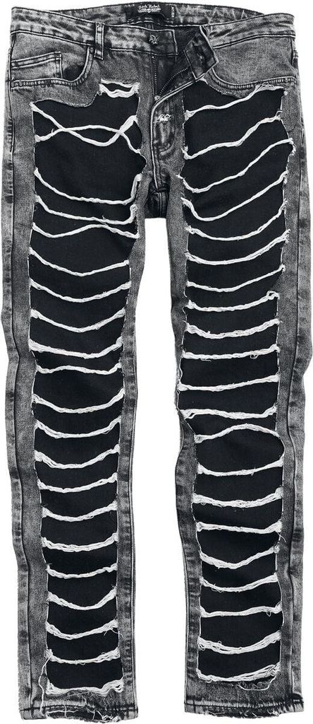 Rock Rebel by EMP Herren schwarze Jeans mit Skelett-Details W33L34
