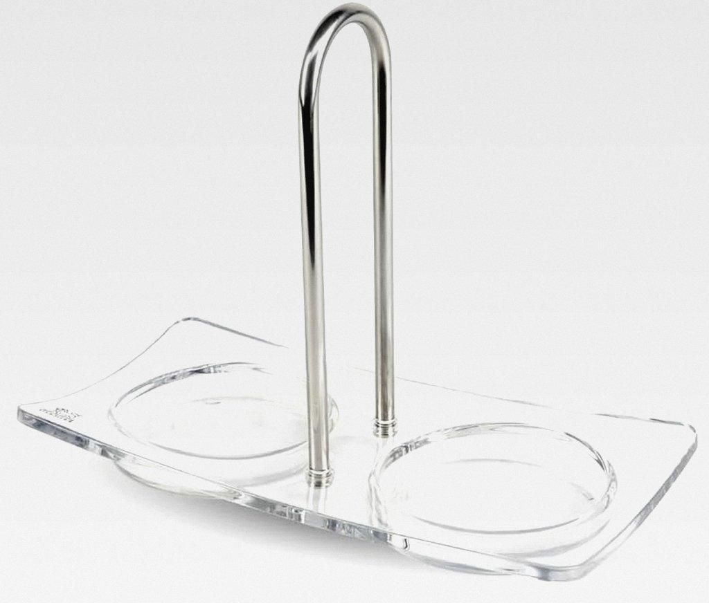 Menage Linea - Untersetzer für Gewürzmühlen - 19 cm x 9,5 cm x 15 cm - Maximaler Durchmesser bis 6,5 cm - Acryl und Edelstahl