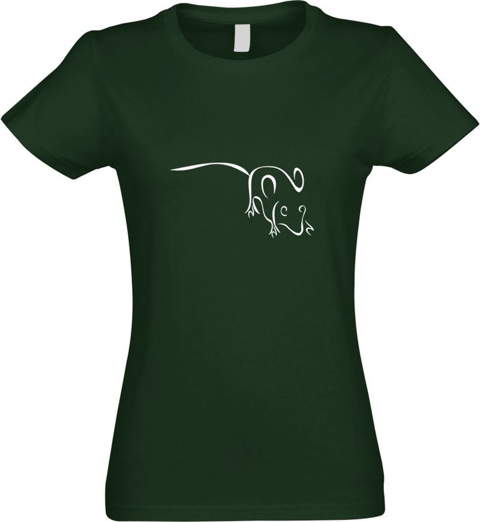 Kiwistar - T-Shirt tailliert - Damen - flaschengrün - Maus - mit Motiv Bedruckt - Funshirt Design - Sport - Freizeit - Damen - XL