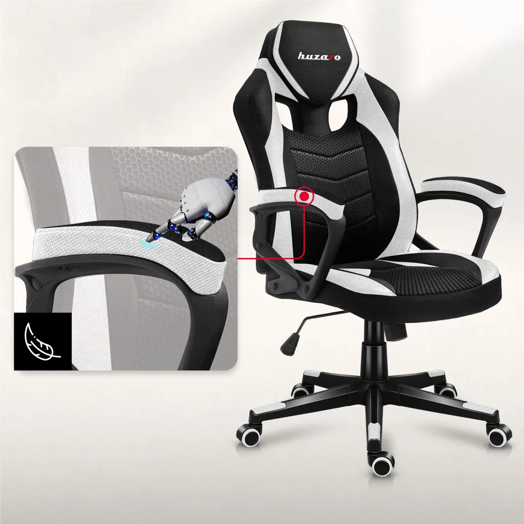 Huzaro Force 2.5 White Mesh Gaming Chair - 9