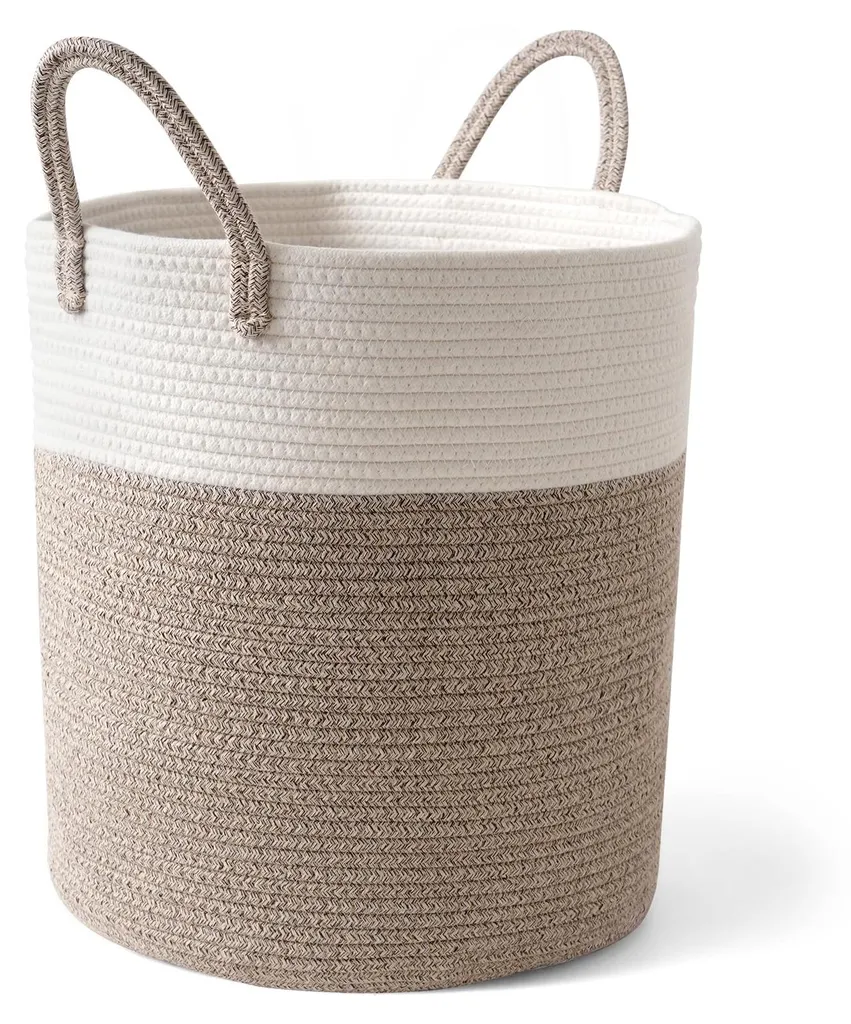 Panier de rangement pour salle de bain et chambre d'enfant en coton marron