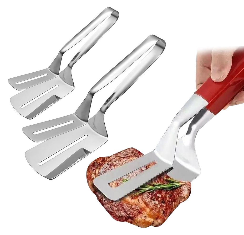 3-teiliges Grillzangen-Set mit extra langem, hitzebeständigem Griff aus Edelstahl für Steaks, Fisch, Burger, Brot und Grillutensilien