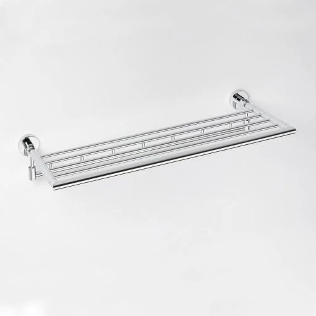 Rangement serviettes salle de bain OMEGA tablette et barre chrome 65,5 cm