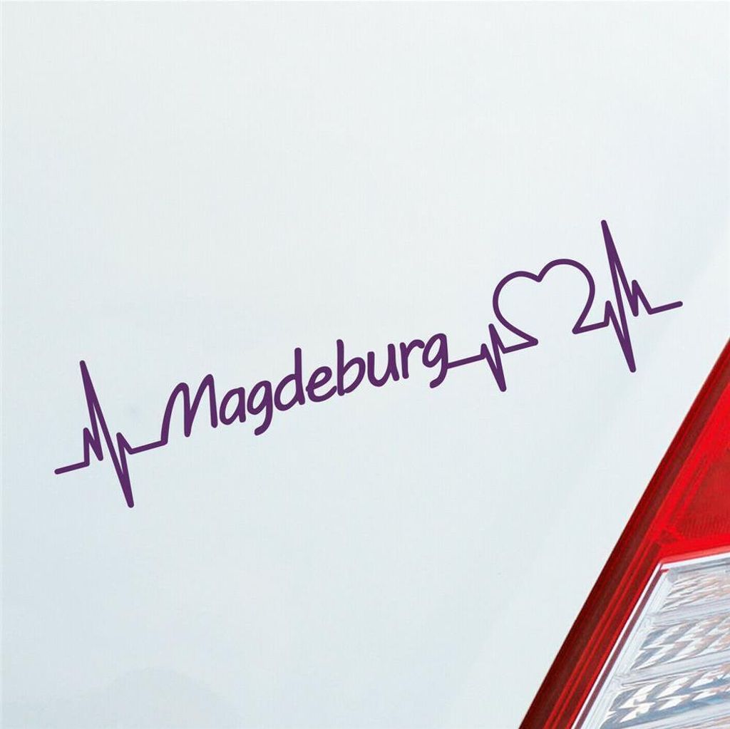 Auto Aufkleber Magdeburg Herz Herzschlag 19x5 cm Lila Sticker Heckscheibenaufkleber