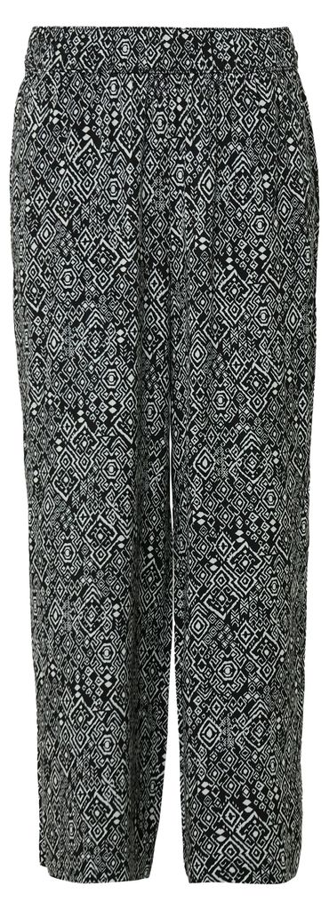 S.Oliver red Label Culotte Hose mit Elastikbund fließende Wide-Leg Grau/Schwarz Größe 36
