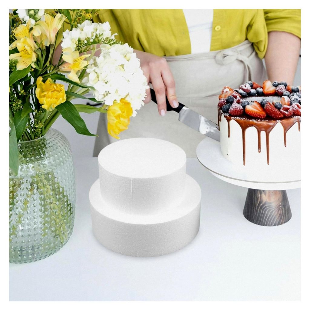 Runde Schaumkuchen Dummy Form 7,00 cm Hohe Stufe Styropor Torten Übungsform für DIY Dekoration Hochzeit Geburtstag Backzubehör