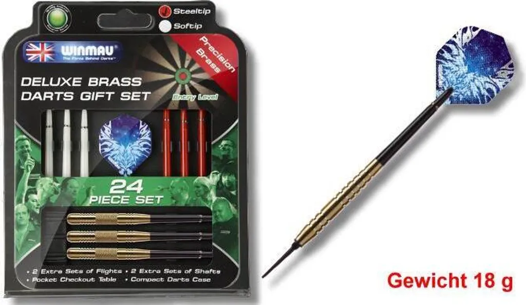 Jeu de Fléchettes Souples Winmau Set Complet 24 Pièces avec Étui de Rangement