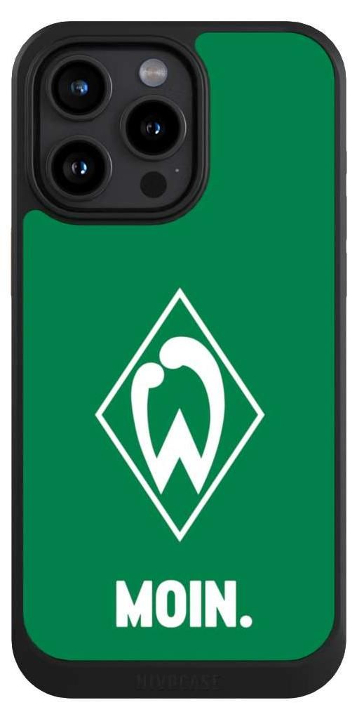 NIVOCASE Hülle für Apple iPhone 15 Pro Max Handyhülle NIVOcore Case Schwarz Moin Offizielles Lizenzprodukt SV Werder Bremen