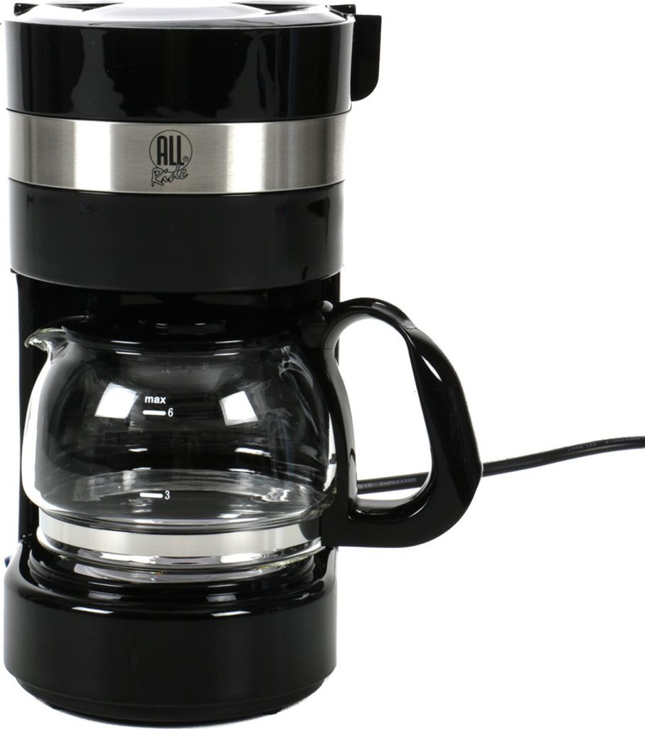 Kaffeemaschine für LKWs, 4 - 6 Tassen, Glaskanne, Warmhalteplatte, Schwenkfilter, Dauerfilter mit Griff, Messlöffel, Überhitzungsschutz, Fassung...