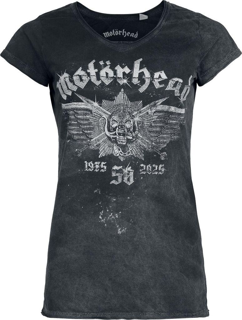 Motörhead T-Shirt Damen Metallic Logo grau Band-Merch, Bands 100% Baumwolle M