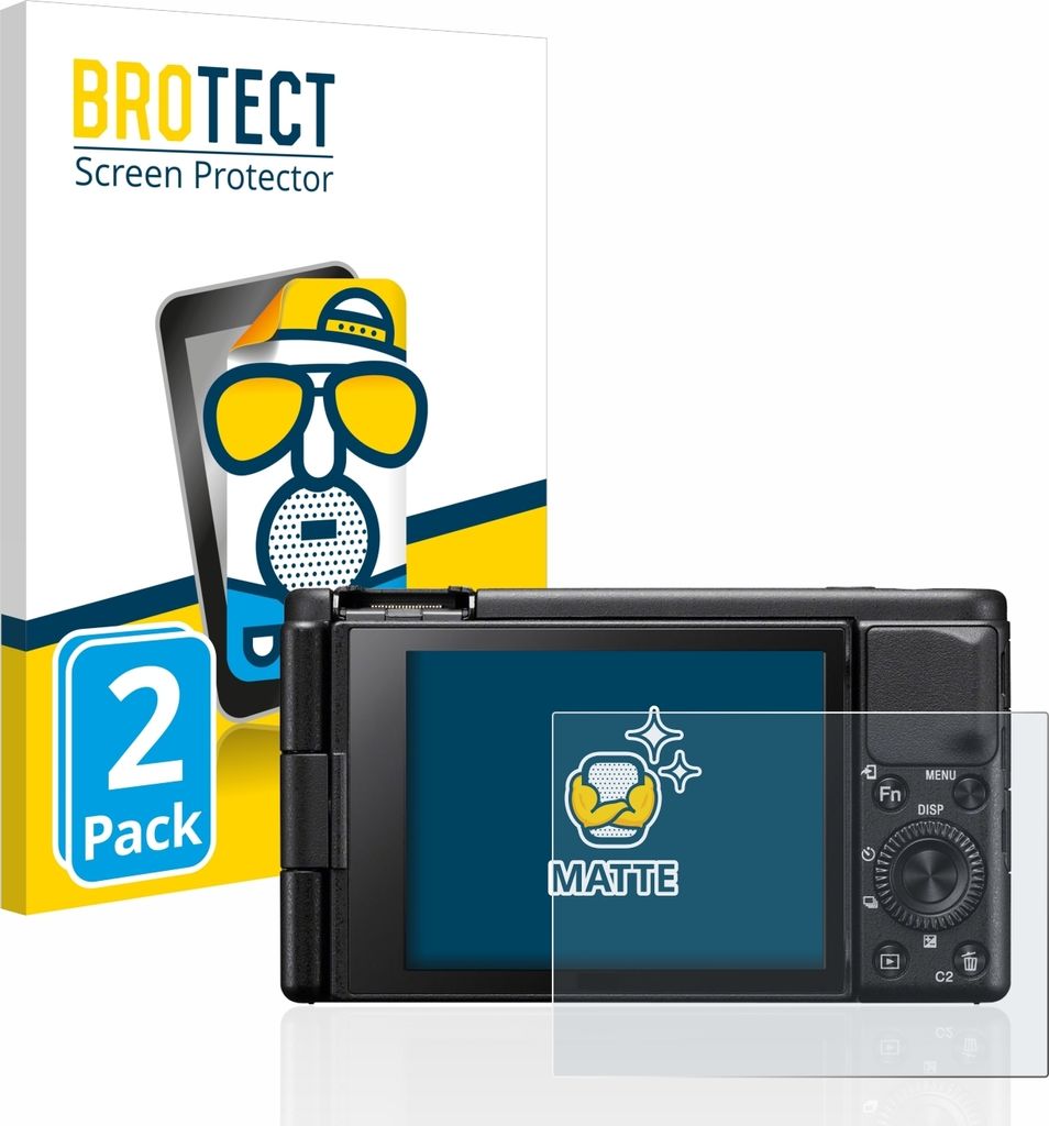 2x BROTECT Schutzfolie für Sony ZV-1 / ZV-1A Displayschutz Displayschutzfolie Folie Matt Entspiegelungsfolie